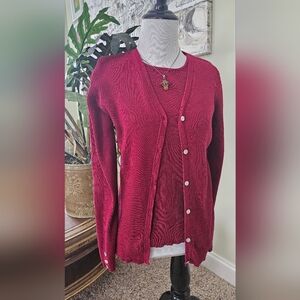 Coldwater Creek Women's Cotton Silk Ribbed Sweater Set